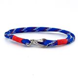 MAVİ BEYAZ KIRMIZI PARACORD KANCA İKİ SIRA ERKEK BİLEKLİK M011F