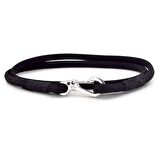 SİYAH PARACORD METAL KANCA İKİ SIRA SARMA ERKEK BİLEKLİK M011K
