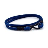 LACİVERT PARACORD METAL SİYAH KANCA SARMA ERKEK BİLEKLİK M011Q