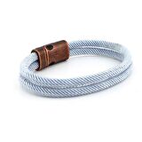 AÇIK GRİ İKİ SIRALI METAL MIKNATISLI ERKEK BİLEKLİK M013G