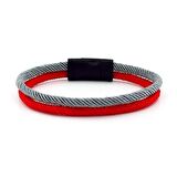 KIRMIZI GRİ İKİ SIRA METAL MIKNATIS ERKEK BİLEKLİK M014N
