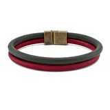 BORDO HAKİ YEŞİL GERÇEK DERİ METAL MIKNATIS BİLEKLİK M016F