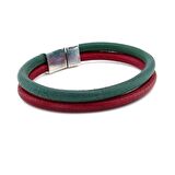 BORDO YEŞİL ORJİNAL DERİ METAL MIKNATIS BİLEKLİK M016J