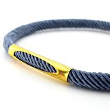 GRİ ÖRGÜ İPLİ SARI METAL MIKNATISLI ERKEK BİLEKLİK M026B