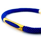 SAKS MAVİ ÖRGÜ İPLİ SARI METAL MIKNATISLI ERKEK BİLEKLİK M026G