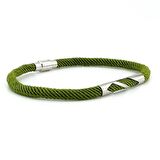 FISTIK YEŞİLİ ÖRGÜ İP METAL ÇENTİK MIKNATIS ERKEK BİLEKLİK M027C