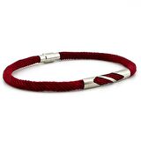 BORDO ÖRGÜ İPLİ METAL ÇENTİK MIKNATISLI ERKEK BİLEKLİK M027J