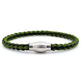 OVAL METAL MIKNATIS YEŞİL ÖRGÜ DERİ ERKEK BİLEKLİK M033B