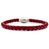 OVAL METAL MIKNATIS BORDO ÖRGÜ DERİ ERKEK BİLEKLİK M033D