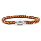 OVAL METAL KLİPS TABA RENKLİ ÖRGÜ DERİ ERKEK BİLEKLİK M033E