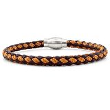 OVAL METAL MANYETİK KAHVE TABA ÖRGÜ DERİ ERKEK BİLEKLİK M033F
