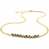 RENKLİ ZİRKON TAŞLAR İTALYAN YASSI ZİNCİR SARI ÇELİK KOLYE Q0516