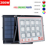 200 SOLAR 5 MODLU GÜNEŞ ENERJİLİ LED PROJEKTÖR  MAVİ YEŞİL KIRMIZI VE RGB RENK AYDINLATMA 