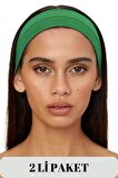 Salvia Dione 2' Li Spor Kadın Erkek Saç Bandı Seti - Pamuk Yazlık İnce Sıkmayan Bandana - Kadın & Erkek Yoga Pilates Bisiklet Saç Bandı Taç - Kadın Günlük Moda Yüz Yıkama Makyaj Kakül Perçem Engelleyici Saç Bandı Bandana Seti Yeşil