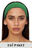 Salvia Dione 3' Lü Spor Kadın Erkek Saç Bandı Seti - Pamuk Yazlık İnce Sıkmayan Bandana - Kadın & Erkek Yoga Pilates Bisiklet Saç Bandı Taç - Kadın Günlük Moda Yüz Yıkama Makyaj Kakül Perçem Engelleyici Saç Bandı Bandana Seti Yeşil