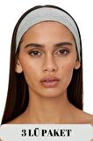 Salvia Dione 3' Lü Spor Kadın Erkek Saç Bandı Seti - Pamuk Yazlık İnce Sıkmayan Bandana - Kadın & Erkek Yoga Pilates Bisiklet Saç Bandı Taç - Kadın Günlük Moda Yüz Yıkama Makyaj Kakül Perçem Engelleyici Saç Bandı Bandana Seti Gri Melanj