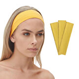 Salvia Dione 3'lü Spor Kadın Erkek Saç Bandı Seti  - Elastik Kaymaz İnce Ter Emici Esnek Genç Saç Bandı Bandana - Kadın Makyaj Yüz Yıkama Koşu Fitness Yoga Pilates Bisiklet İçin Saç Bandı Taç - Kadın & Erkek Atletik Egzersiz 3'lü Ter Bandı Seti Sarı