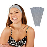 Salvia Dione 3'lü Spor Kadın Erkek Saç Bandı Seti - Elastik Kaymaz İnce Ter Emici Esnek Genç Saç Bandı Bandana - Kadın Makyaj Yüz Yıkama Koşu Fitness Yoga Pilates Bisiklet İçin Saç Bandı Taç - Kadın & Erkek Atletik Egzersiz 3'lü Ter Bandı Seti Gri