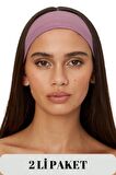 Salvia Dione 2' Li Spor Kadın Erkek Saç Bandı Seti - Pamuk Yazlık İnce Sıkmayan Bandana - Kadın & Erkek Yoga Pilates Bisiklet Saç Bandı Taç - Kadın Günlük Moda Yüz Yıkama Makyaj Kakül Perçem Engelleyici Saç Bandı Bandana Seti Pembe