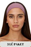 Salvia Dione 3' Lü Spor Kadın Erkek Saç Bandı Seti - Pamuk Yazlık İnce Sıkmayan Bandana - Kadın & Erkek Yoga Pilates Bisiklet Saç Bandı Taç - Kadın Günlük Moda Yüz Yıkama Makyaj Kakül Perçem Engelleyici Saç Bandı Bandana Seti Pembe