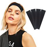 Salvia Dione 4'lü Spor Kadın Erkek Saç Bandı Seti  - Elastik Kaymaz İnce Ter Emici Esnek Genç Saç Bandı Bandana - Kadın Makyaj Yüz Yıkama Koşu Fitness Yoga Pilates Bisiklet İçin Saç Bandı Taç - Kadın & Erkek Atletik Egzersiz 4'lü Ter Bandı Seti Siyah