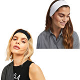 Salvia Dione 2li Spor Kadın Erkek Saç Bandı Seti Elastik Kaymaz İnce Ter Emici Esnek Genç Saç Bandı Bandana Kadın Makyaj Yüz Yıkama Koşu Fitness Yoga Pilates Bisiklet İçin Saç Bandı Taç Kadın & Erkek Atletik Egzersiz 2li Ter Bandı Seti Siyah & Beyaz