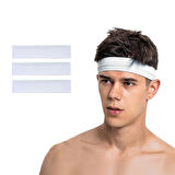 Spor Saç Bandı Sporcu 3lü Erkek Kafa Bandı Headband Tenis Gym Ter Bantı Spor Fitness Saç Bantları Yoga Crossfit Bisiklet Koşu Yürüyüş Erkekler İçin Süper Penye Esnek Canlı Likralı İddia Geniş Alın Bandı 3lü Beyaz