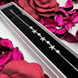 925 Ayar Gümüş Yıldız Figürlü Kadın Bileklik – Taşlı, Şık Tasarım, Gümüş Rengi