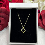 Van Cleef Yonca Siyah Taşlı Kadın Kolyesi 925 Ayar Gümüş Altın Kaplama 8 mm