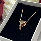 Van Cleef Yonca Beyaz Taşlı Kadın Kolyesi 925 Ayar Gümüş Altın Kaplama 8 mm