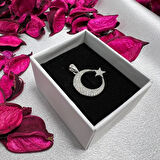 Ay Yıldız Figürlü Kadın Kolye Ucu 925 Ayar Gümüş Zirkon Taşlı