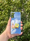 Samsung Galaxy S21 Plus Uyumlu Aynalı Sünger Bob Desenli Darbe Kamera Korumalı Silikon Telefon Kılıfı
