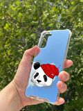 Samsung Galaxy S21 Plus Uyumlu Aynalı Şapkalı Panda Desenli Darbe Kamera Korumalı Silikon Telefon Kılıfı