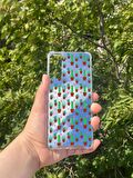 Samsung Galaxy S21 Plus Uyumlu Aynalı Kaktüs Desenli Darbe Kamera Korumalı Silikon Telefon Kılıfı