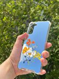 Samsung Galaxy S21 Plus Uyumlu Aynalı Sarı Beyaz Desenli Darbe Kamera Korumalı Silikon Telefon Kılıfı