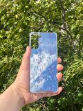 Samsung Galaxy S21 Plus Uyumlu Aynalı Mor Çiçek Desenli Darbe Kamera Korumalı Silikon Telefon Kılıfı