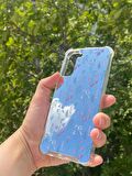 Samsung Galaxy S21 Plus Uyumlu Aynalı Mor Çiçek Desenli Darbe Kamera Korumalı Silikon Telefon Kılıfı