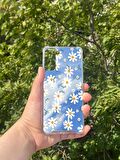 Samsung Galaxy S21 Plus Uyumlu Aynalı Papatya Desenli Darbe Kamera Korumalı Silikon Telefon Kılıfı