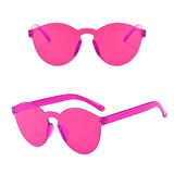 Sert Mika Oval Şekilli Çerçevesiz Fuşya Gözlük Retro Parti 5x14 Cm