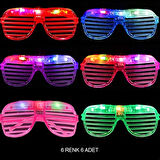 Işıklı Panjur Şeritli Led Parti Gözlüğü 6 Renk 6’lı Set