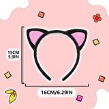 Sevimli Kedi Kulak Pofuduk Kedi Taç Siyah İçi Pembe Renk 17x15 Cm