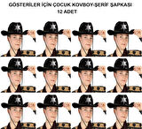 Kovboy Şerif Şapkası Siyah 12 Adet - Kostüm, Parti Ve Gösteri Şapkası