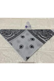 %100 Pamuk Unisex Beyaz Renk Etnik Desenli Bandana Fular