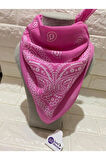 %100 Pamuk Unisex Pembe Renk Etnik Desenli Bandana - Fular