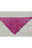 %100 Pamuk Unisex Pembe Renk Etnik Desenli Bandana - Fular