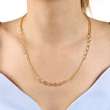 14 Ayar Altın Topaç ve Figaro Zincir 50 Cm