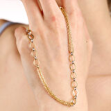 14 Ayar Altın Topaç ve Figaro Zincir 50 Cm