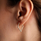 Dörtgen Formlu Altın Küpe 14 Ayar 2,5 cm Zarif Küpe