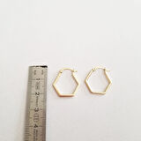 Beşgen Formlu Altın Küpe 14 Ayar 1,8 cm Zarif Küpe