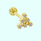 Altın Piramit Tragus Piercing 14 Ayar
